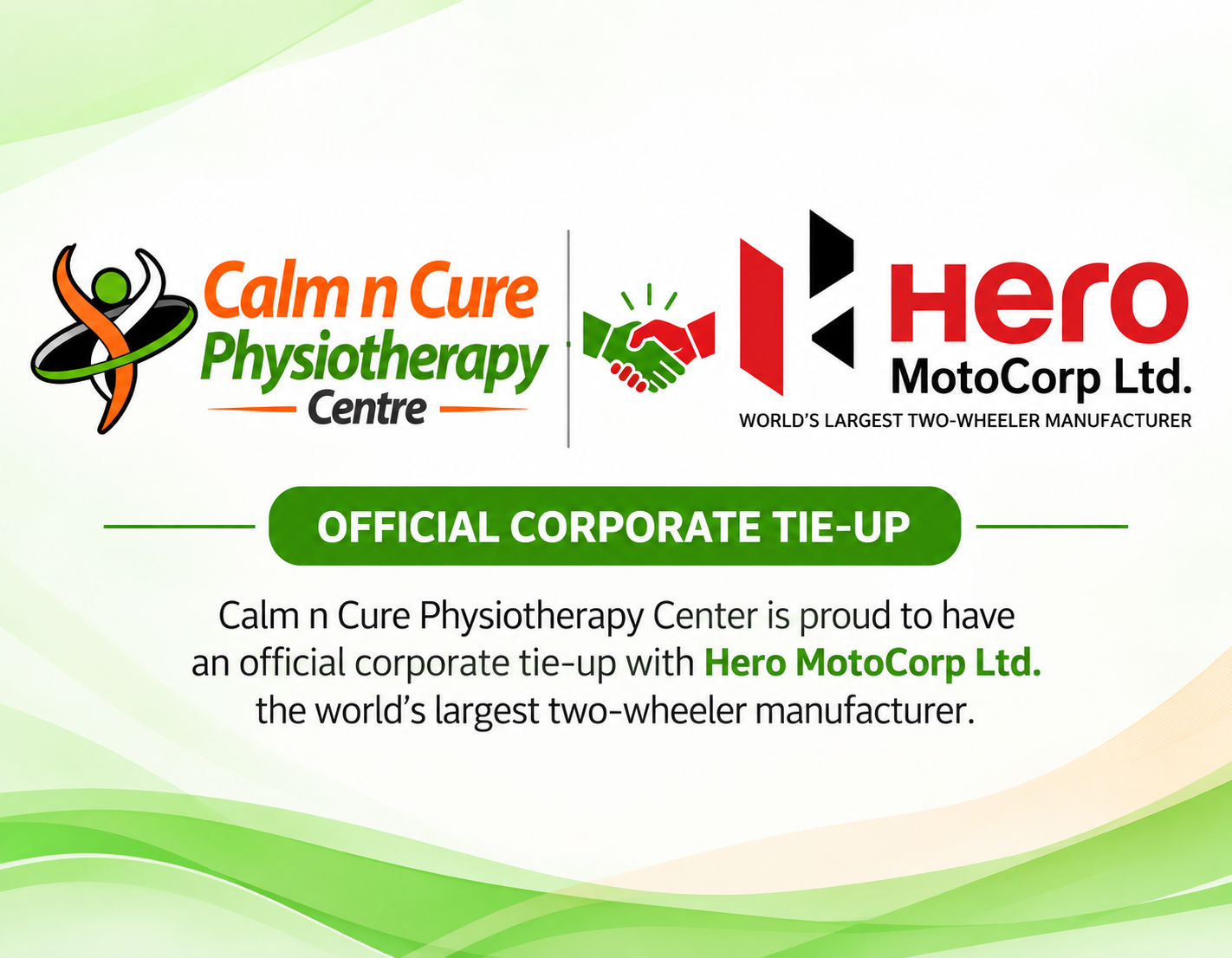 Calm n Cure Physiotherapy Center corporate tie-up with Hero MotoCorp